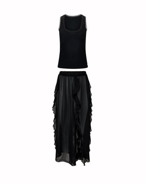 Adore Me Shawna Tank Top And Skirt Set In Black