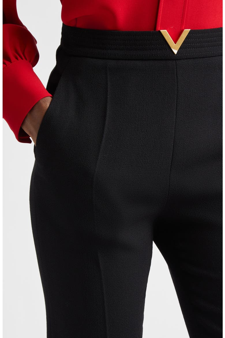 Wool Crepe Crop Flare Pants, Alternate, color, BLACK