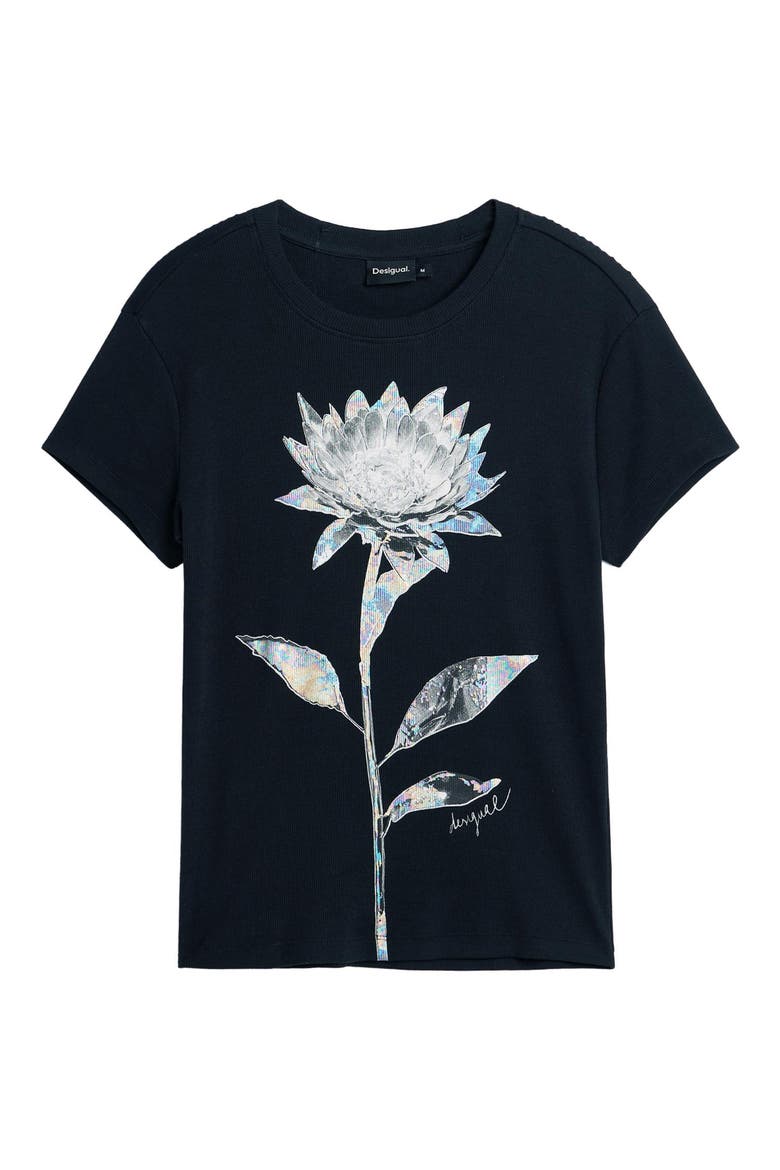 Flower Graphic T-Shirt, Alternate, color, BLACK
