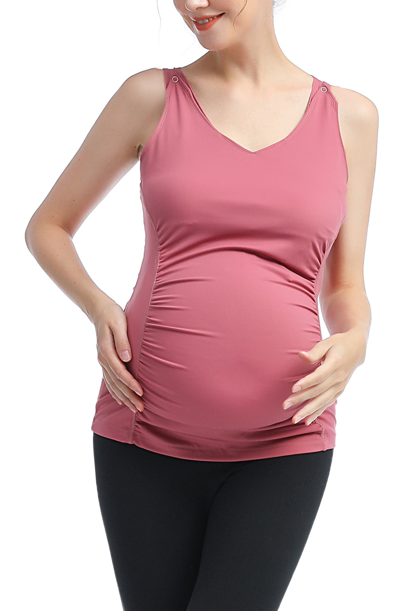 Kimi and Kai Essential Maternity/Nursing Tank in Rose 