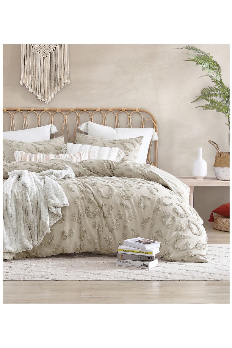 Chenille Leopard Duvet Cover & Sham Set, Alternate, color, LINEN