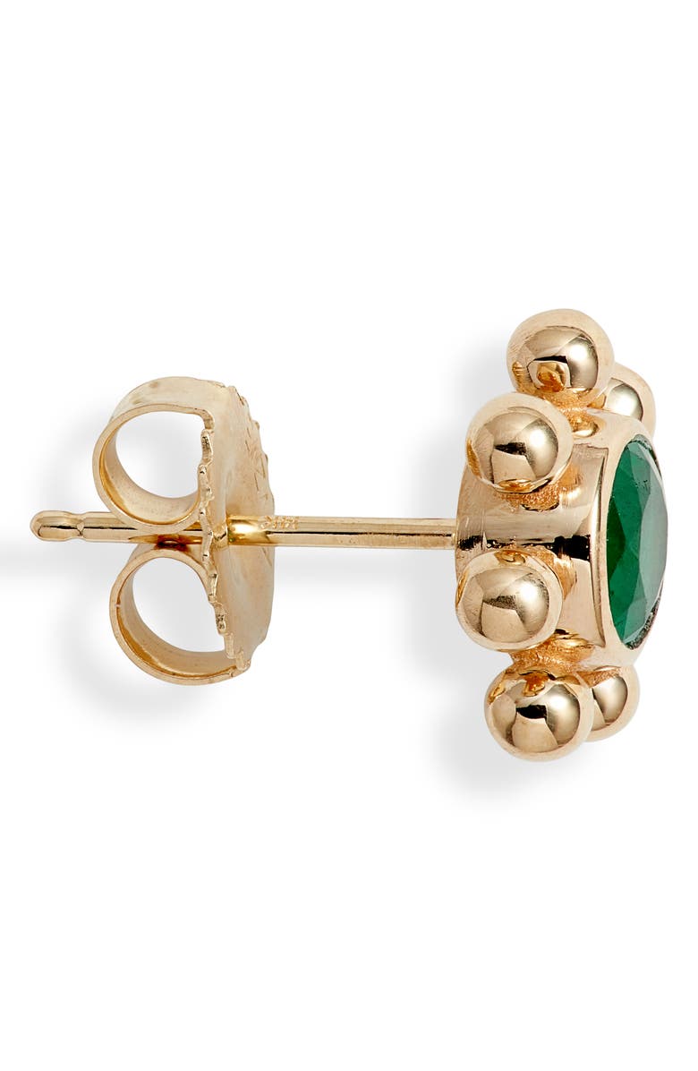 Anzie Dew Drop Marine Emerald & 14K Gold Stud Earrings, Alternate, color, Yellow Gold/ Emerald