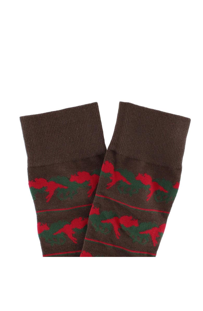 Trafalgar Win Place or Show Mid-Calf Cotton Blend Novelty Dress Sock, Alternate, color, Brown