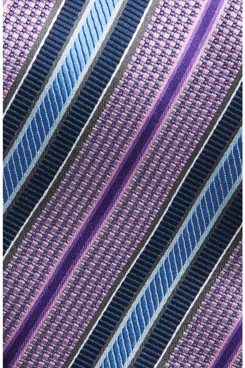Stripe Silk Tie, Alternate, color, PURPLE
