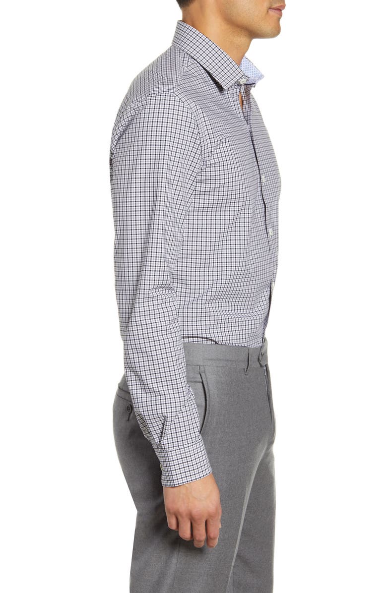 Bugatchi Trim Fit Stretch Check Dress Shirt, Alternate, color, 