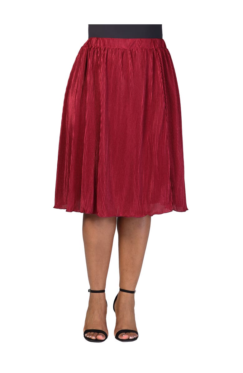24seven Comfort Apparel Elastic Waistband Party Midi Skirt, Main, color, Wine