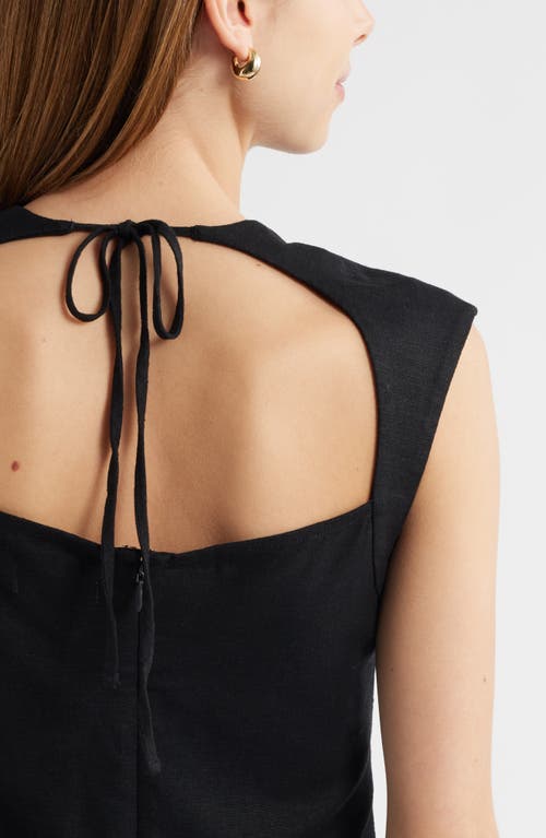 Open Edit Linen Blend Shift Dress In Black