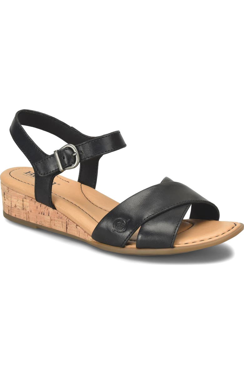 Børn Paige Wedge Sandal, Main, color, Black Leather
