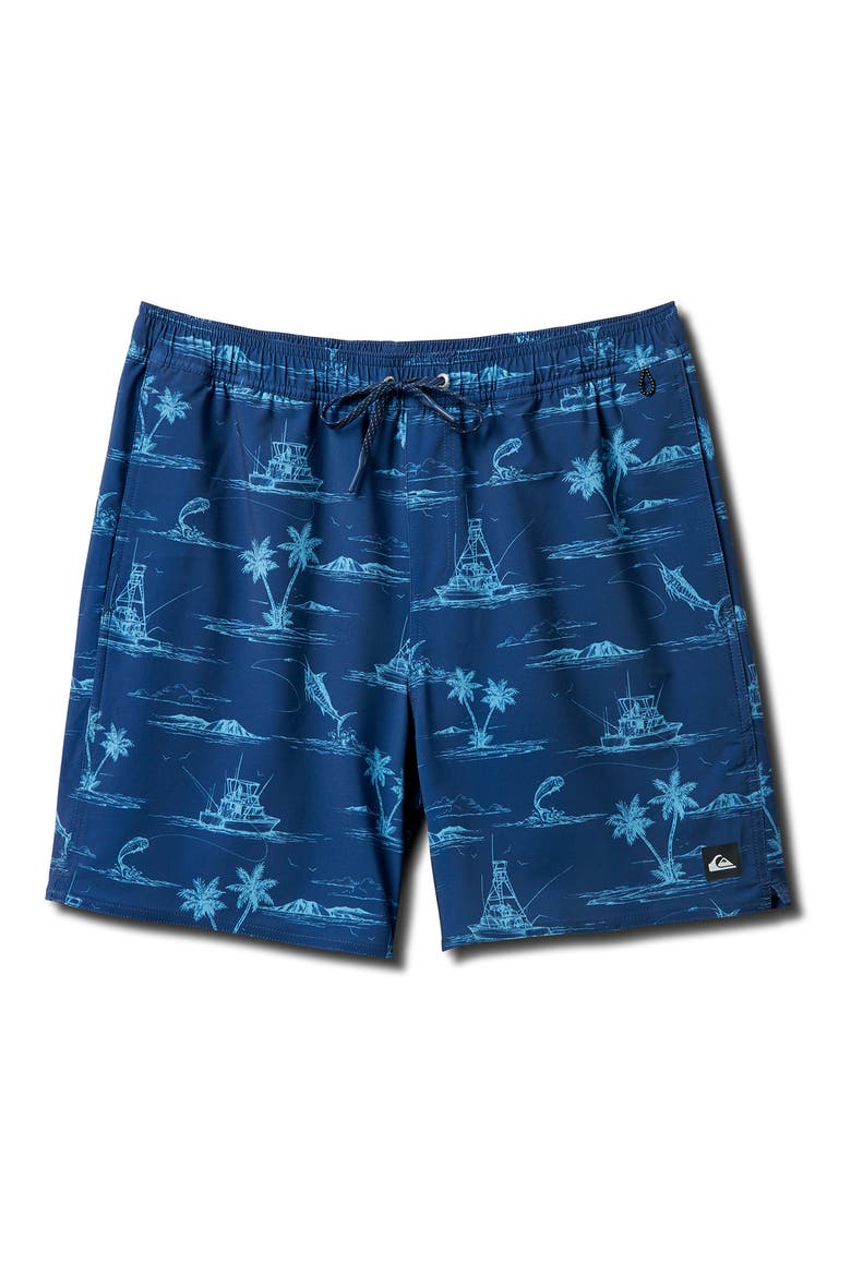 Paradise Found Volley Swim Trunks, Main, color, WAVE