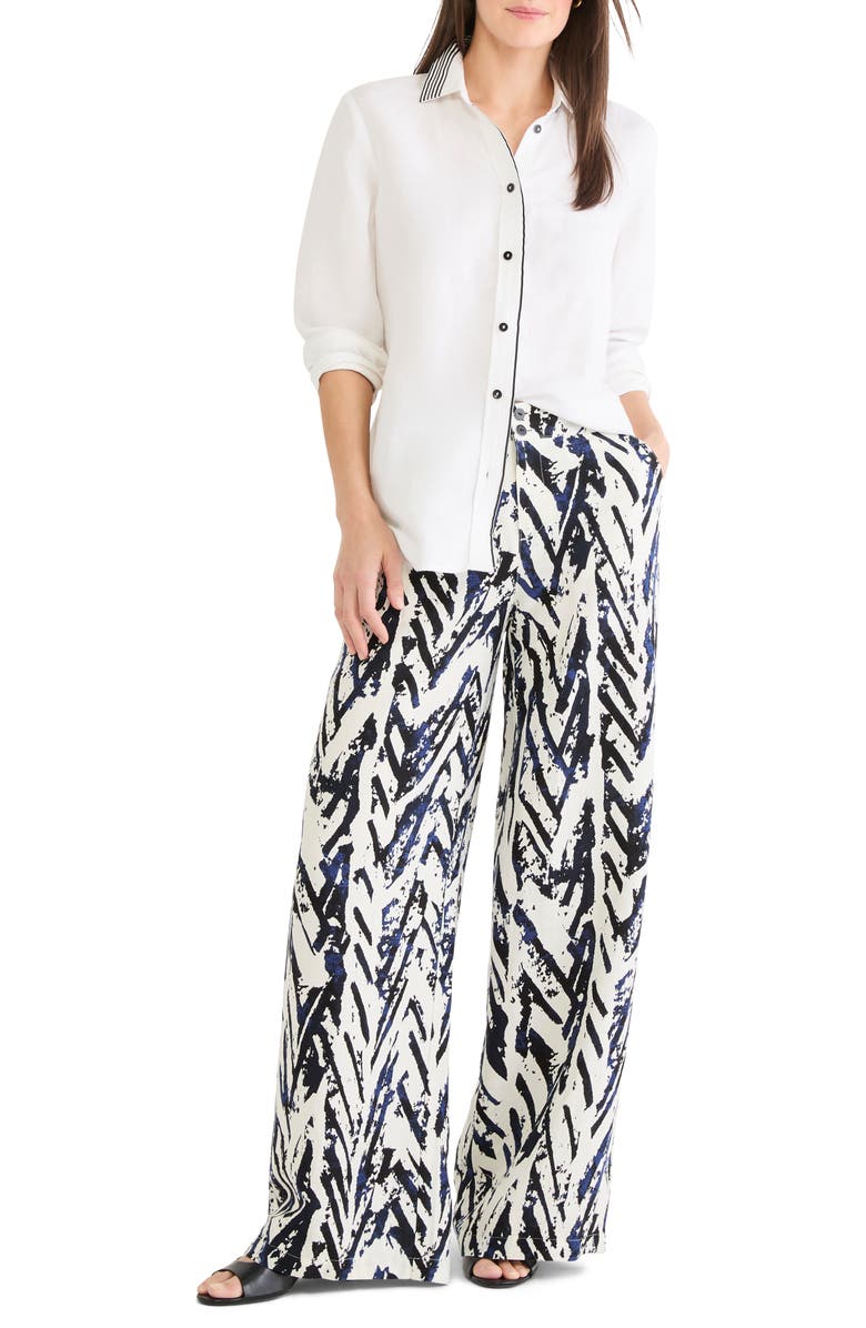 NIC+ZOE Crosshatch Linen Blend Pants, Alternate, color, Indigo Multi
