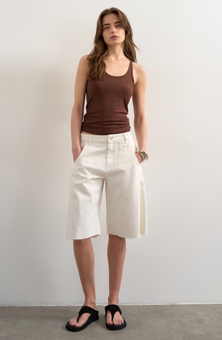 Topshop Spaghetti Strap Racerback Tank, Alternate, color, Brown