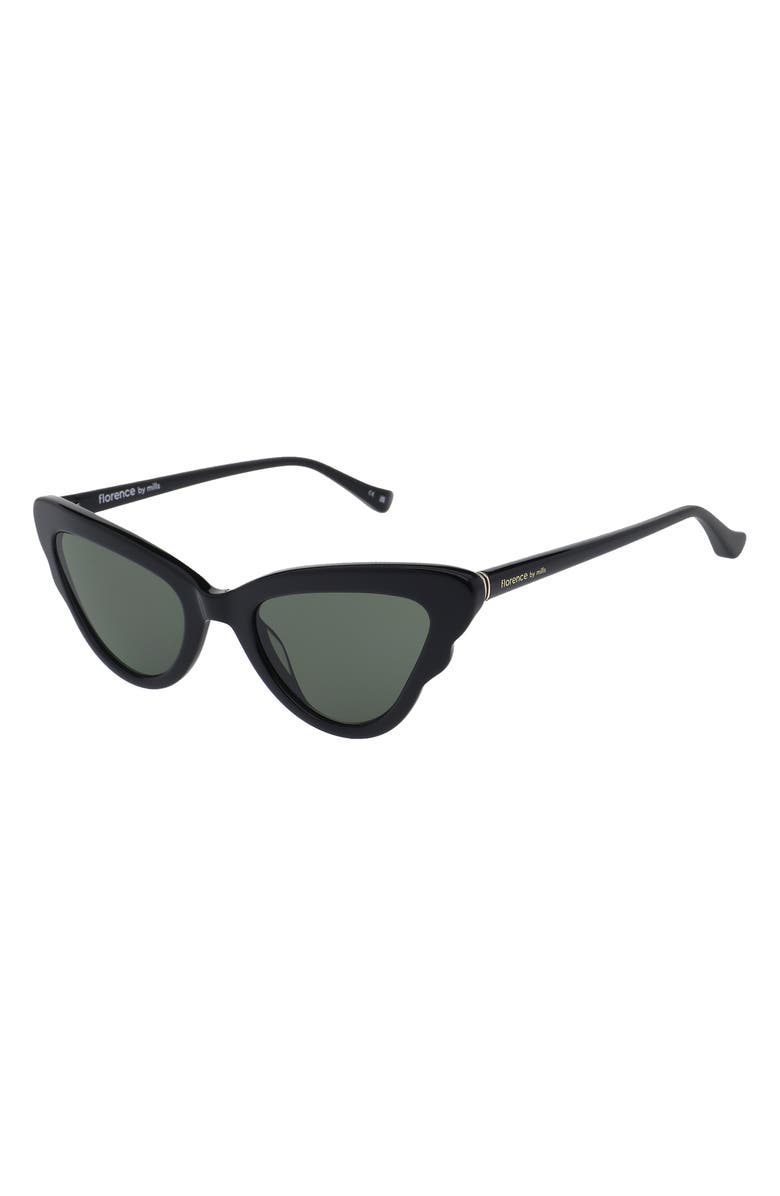 Florence by Mills 51mm Butterfly Sunglasses, Alternate, color, Gloss Black