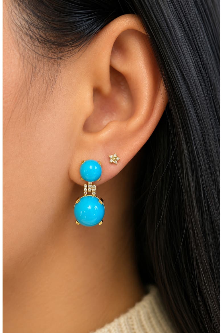 Rock 'n' Roll 18k Gold Turquoise & Diamond Drop Earrings, Alternate, color, 18K YELLOW GOLD/ TURQUOISE