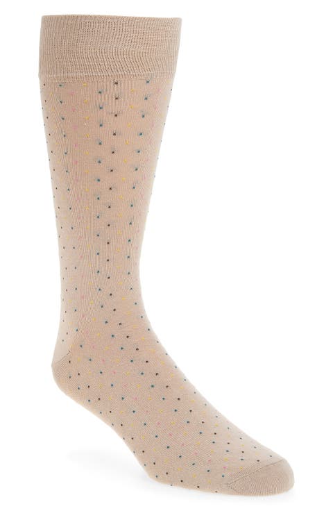Dot Cotton Blend Dress Socks