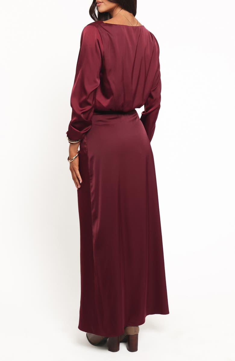 Petal & Pup Catherine Satin Crop Top & Maxi Skirt Set, Alternate, color, Burgundy