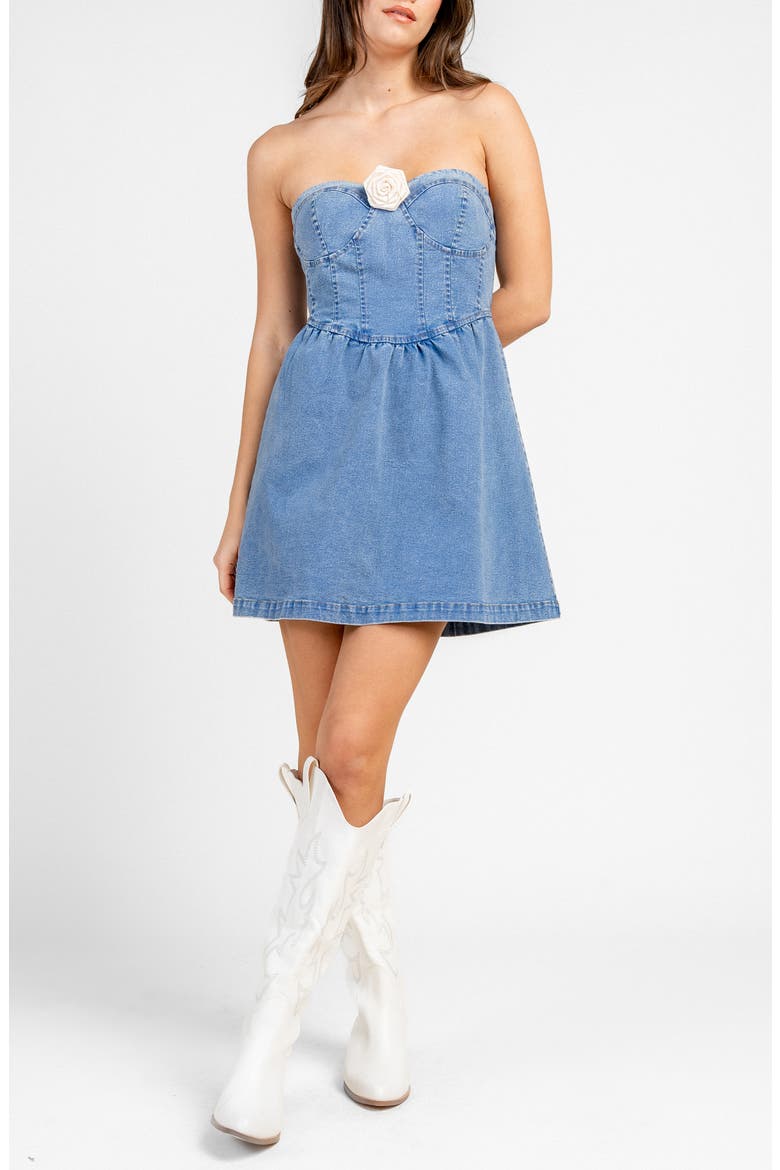 Strapless Denim Minidress, Main, color, DENIM