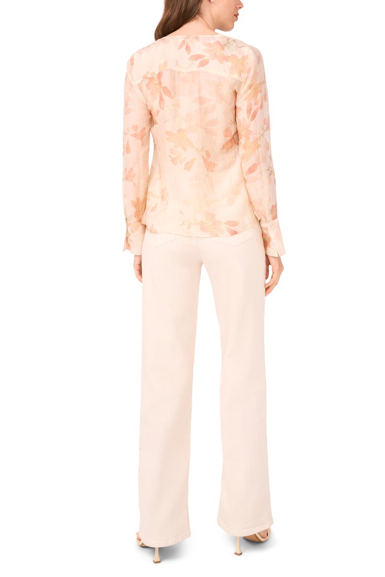 Floral Tie Front Shirt, Alternate, color, SILVER PINK