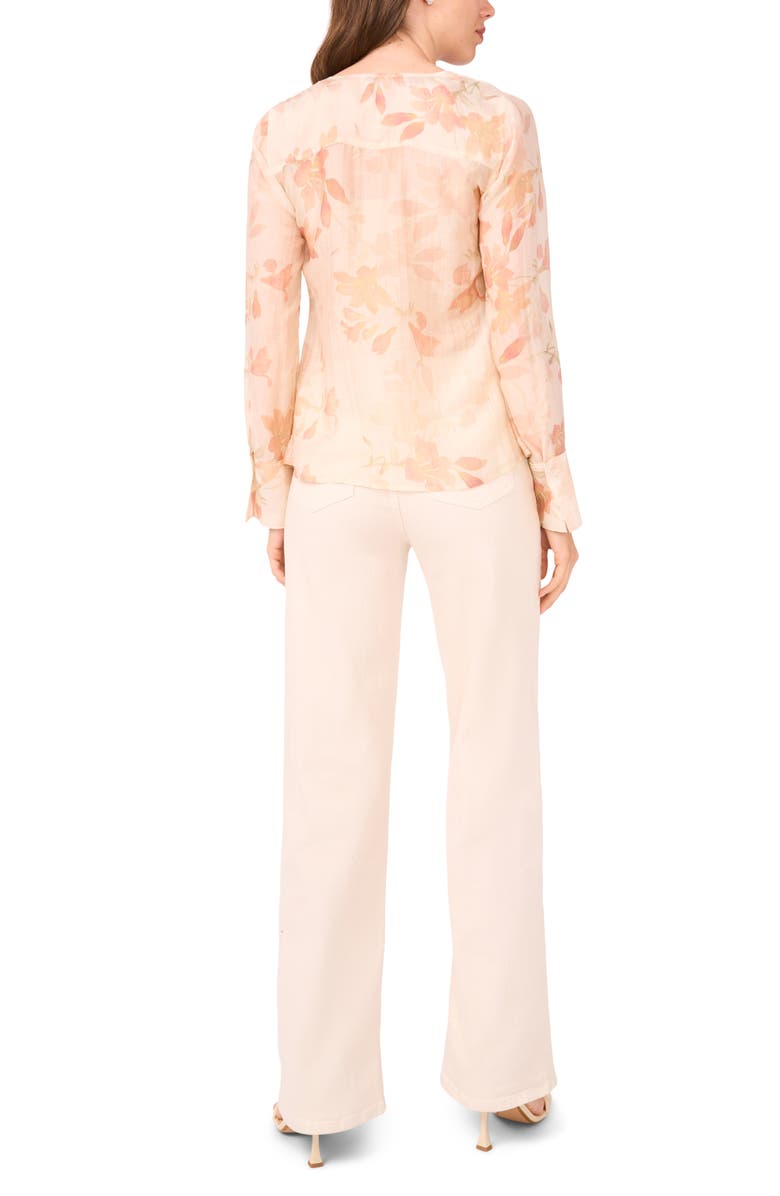 Halogen<sup>®</sup> Floral Tie Front Shirt, Alternate, color, Silver Pink