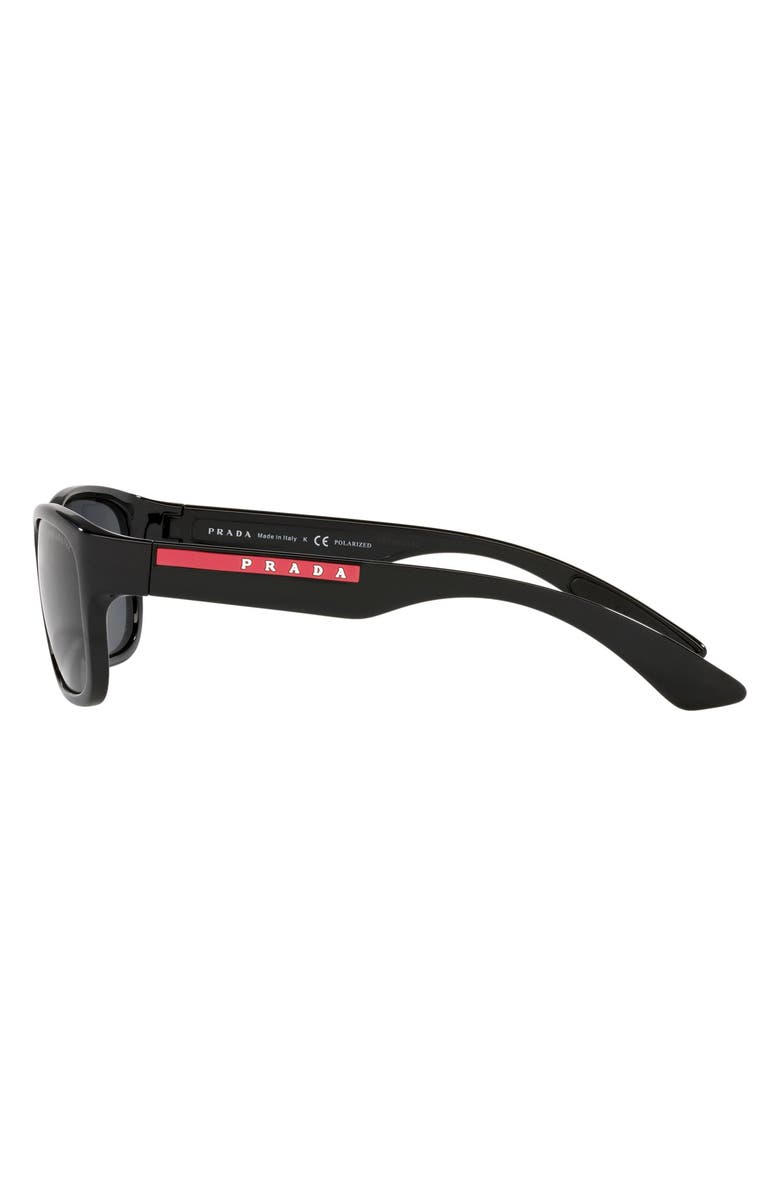 Prada Linea Rossa Impavid 57mm Polarized Wraparound Sunglasses, Alternate, color, 