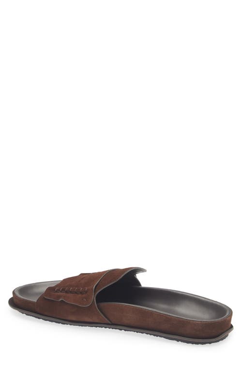 Jacquemus Diamond Cut Suede Slides With Flat Sole In Brown