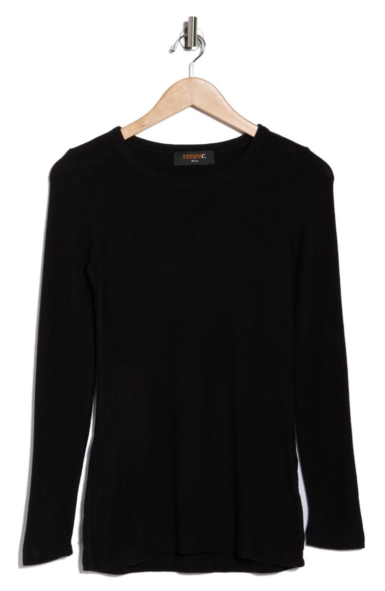 Renee C Brushed Knit Long Sleeve Top, Alternate, color, Black