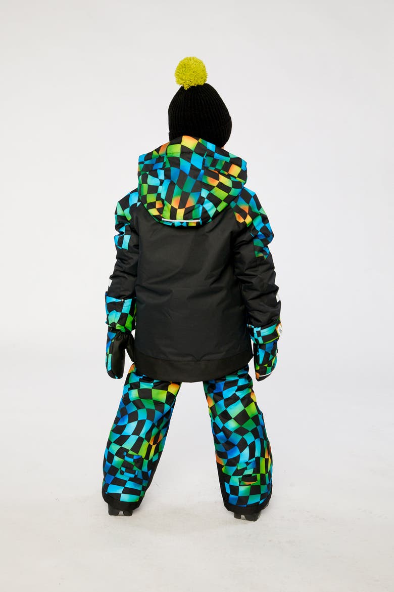 Play Colorblock Jacket & Checkerboard Pants Two Piece Snowsuit, Alternate, color, Green, Yellow & Blue Check