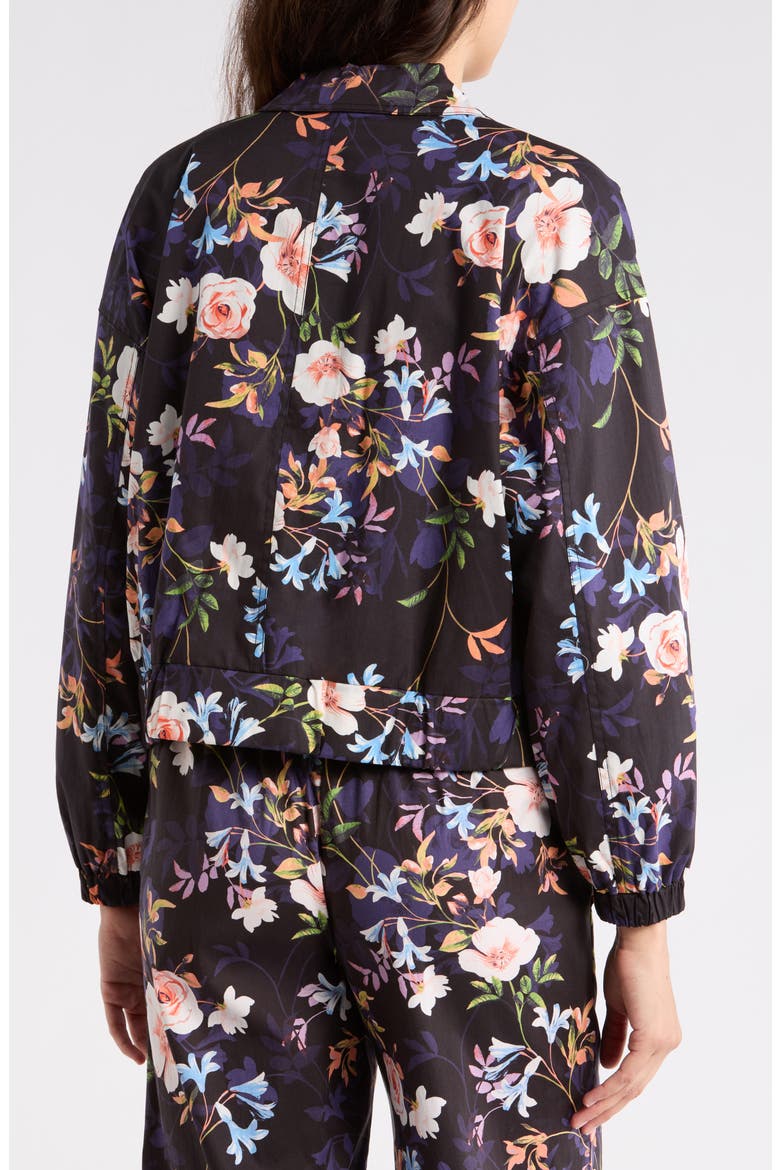 Adley Floral Stretch Cotton Poplin Jacket, Alternate, color, SPRING BLACK PRINT