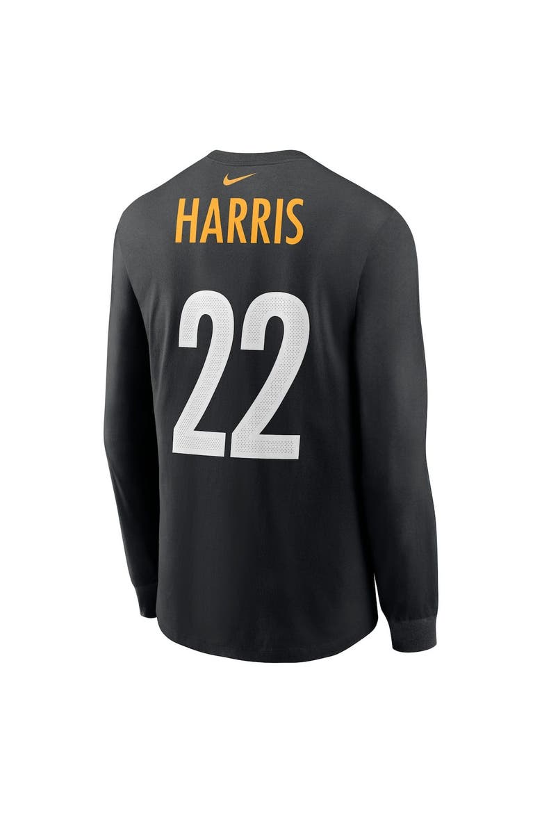 Men's Nike Najee Harris Black Pittsburgh Steelers Player Name & Number Long Sleeve T-Shirt, Alternate, color, Black