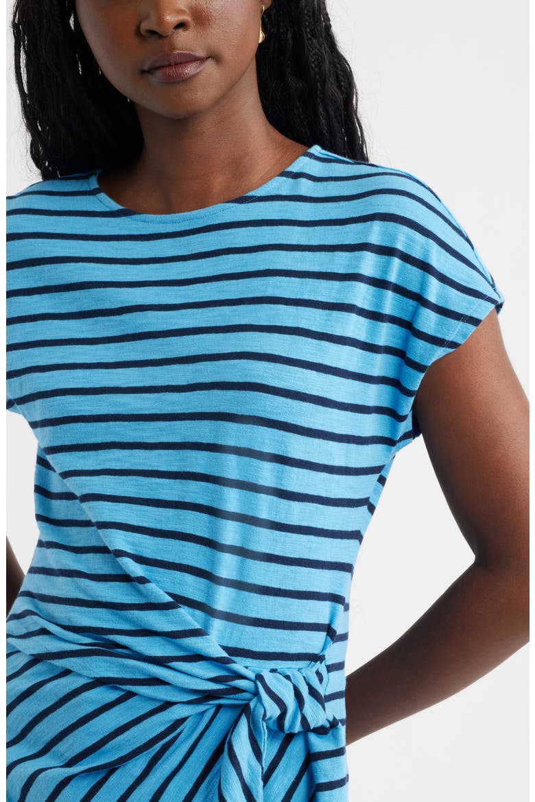 Drop Shoulder Tie Front Top, Alternate, color, BLUE MAYA NAVY STRIPE