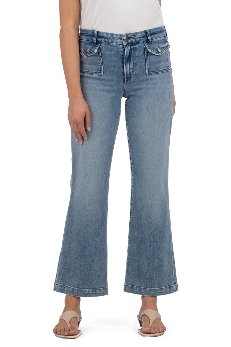 Kelsey Raw Hem Ankle Flare Jeans, Main, color, WEALTH