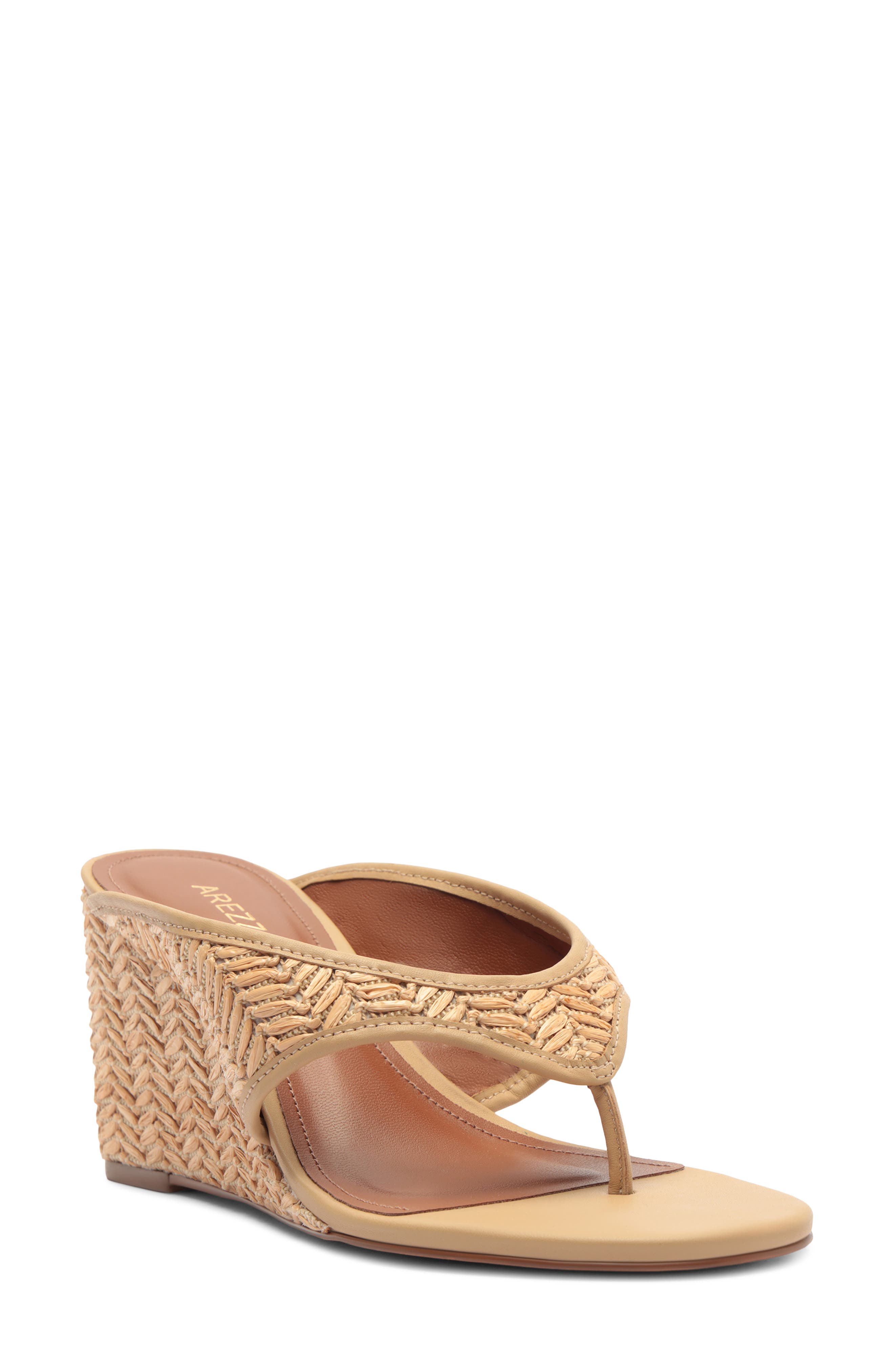 Arezzo Sara Wedge Flip Flop, Main, color, Natural/ Verano
