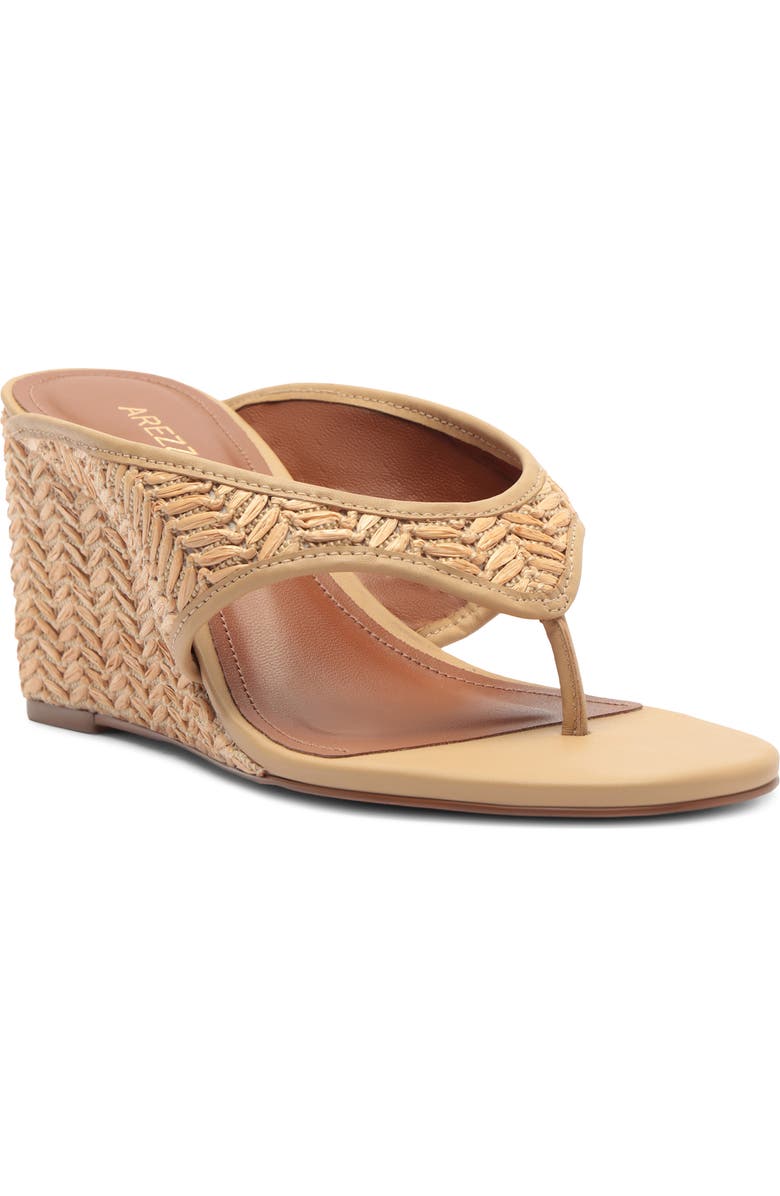 Arezzo Sara Wedge Flip Flop, Main, color, Natural/ Verano