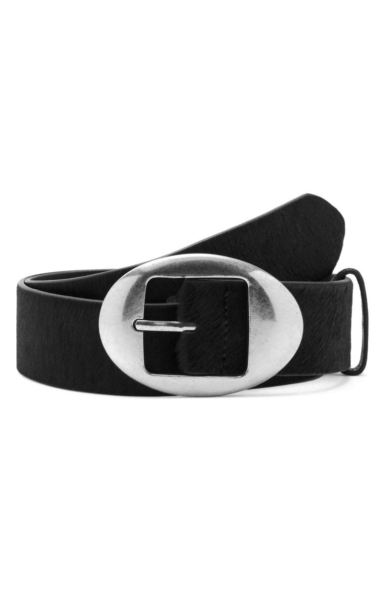 MANGO Oval Buckle Calf Hair Belt, Main, color, 