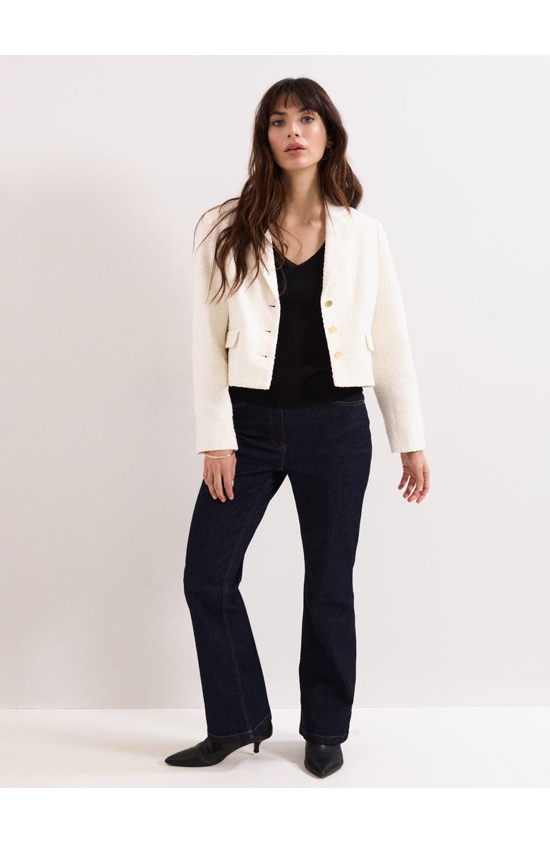 Phase Eight Adria Cropped Textured Jacket Blazer, Alternate, color, Ivory