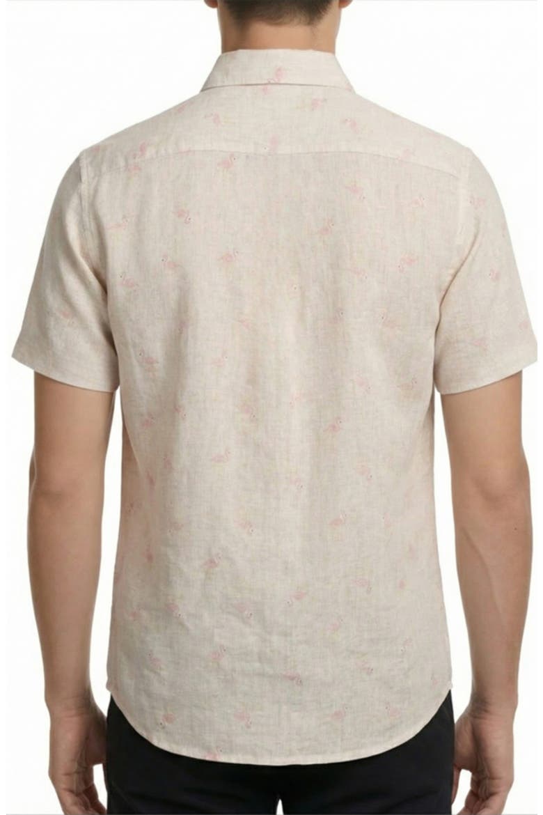 Yarn Dye Flamingo Print Button-Up Shirt, Alternate, color, WHITE