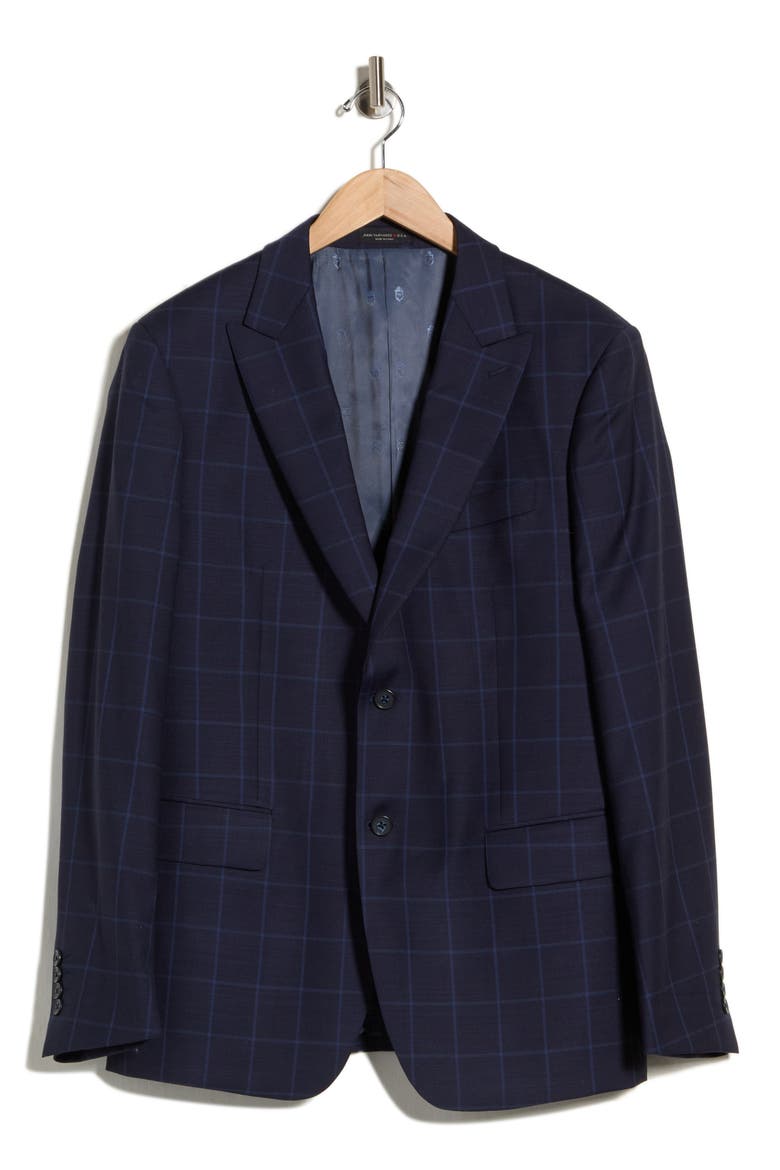 Windowpane Wool Sport Coat, Alternate, color, NAVY