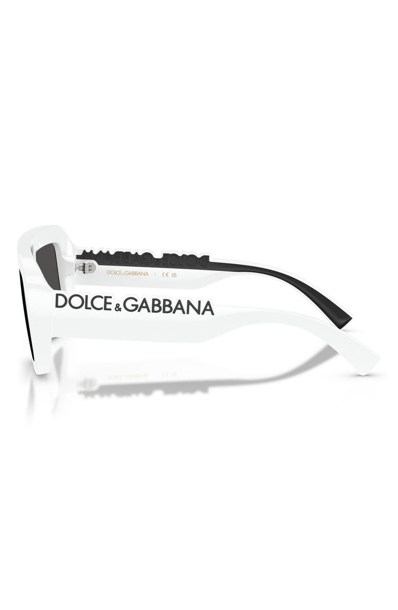 Dolce&Gabbana Kids' 118mm Rectangular Shield Sunglasses, Alternate, color, White / Dark Grey