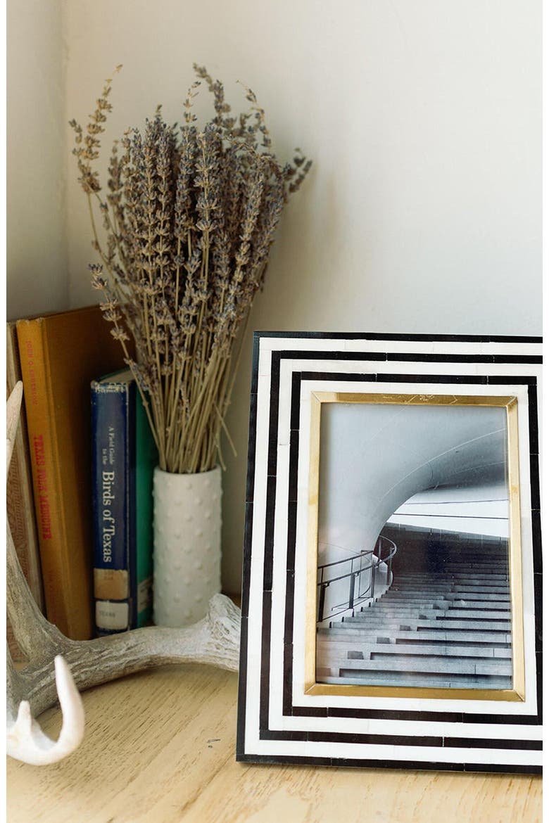 Rajiva Black & Cream Picture Frame - Hand Carved Bone, Alternate, color, Black/White