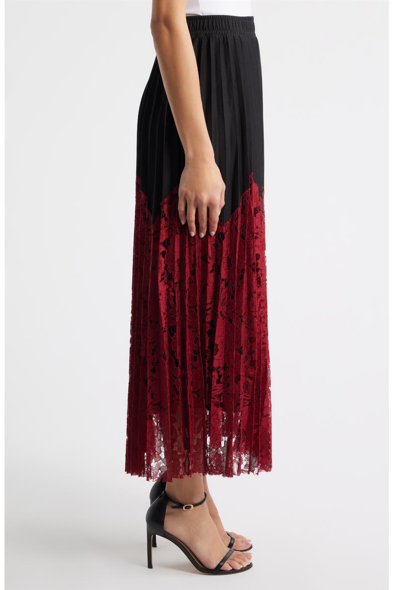 Renly Pleated Lace Skirt, Alternate, color, BURGUNDY