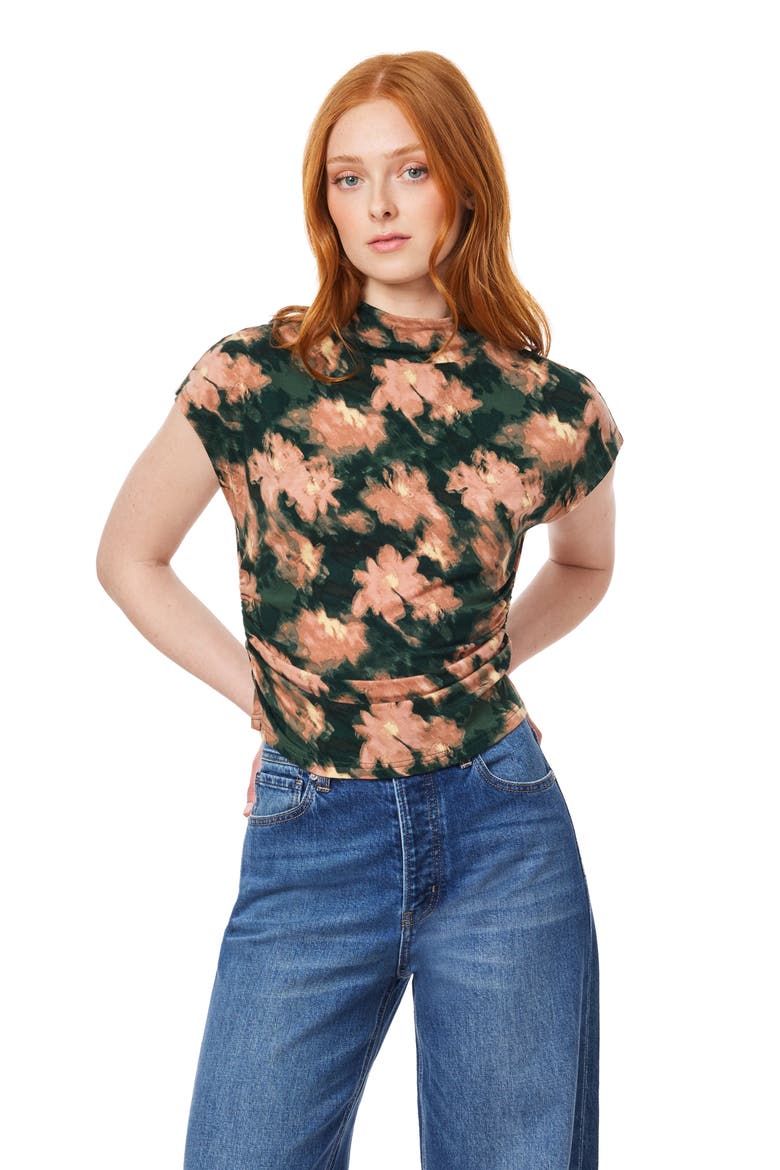 Floral Dolman Funnel Neck Knit Top, Alternate, color, SCARAB BLURRED FLORAL