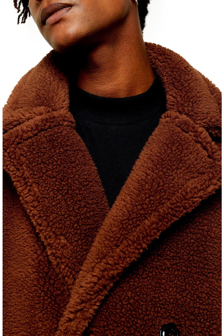 Faux Fur Long Teddy Coat, Alternate, color, ORANGE