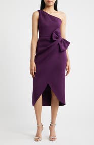 Eliza J Bow One-Shoulder Cocktail Dress
