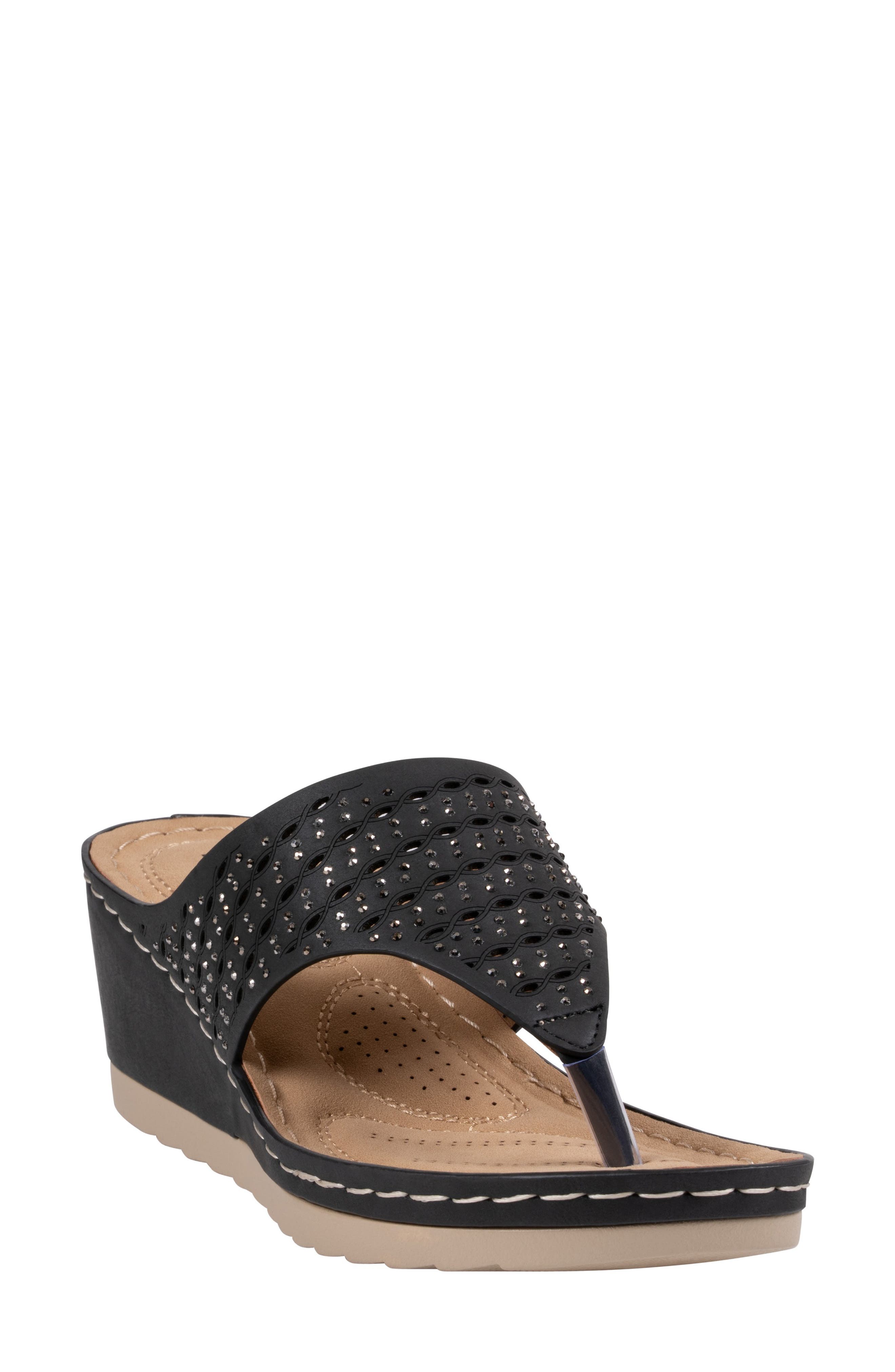 GOOD CHOICE NEW YORK Dannay Wedge Sandal, Main, color, Black