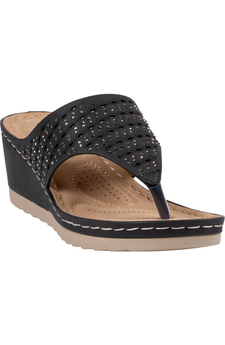 GOOD CHOICE NEW YORK Dannay Wedge Sandal, Main, color, Black