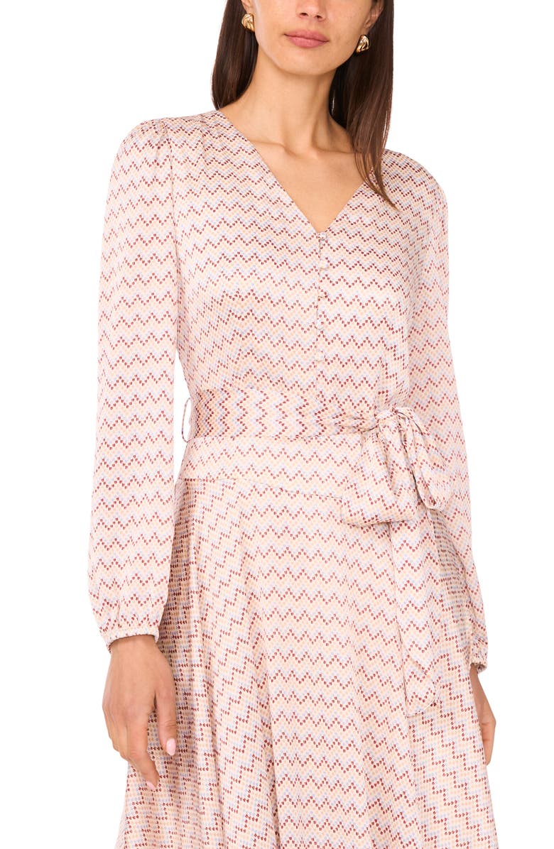 Vince Camuto Long Sleeve Tie Waist High-Low Dress, Alternate, color,