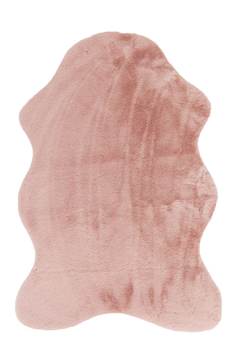 LUXE Faux Fur Throw 2' X 3' - Blush Pink, Main, color,