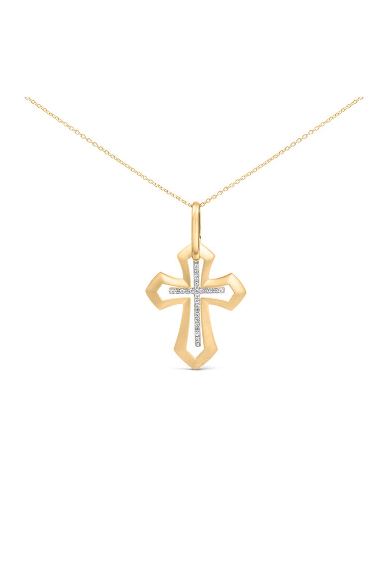 Gold Vermeil Diamond Accent Roman Cross Pendant Necklace, Main, color, Silver