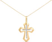 Haus of Brilliance Gold Vermeil Diamond Accent Roman Cross Pendant Necklace