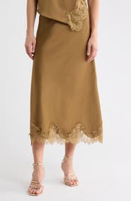 JASON WU Lace Trim Satin Skirt