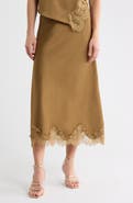 JASON WU Lace Trim Satin Skirt